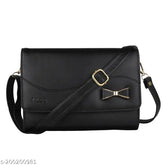Black textured pattern sling bag, faux leather/leatherette, 4 compartments, perfect for women's everyday use and parties